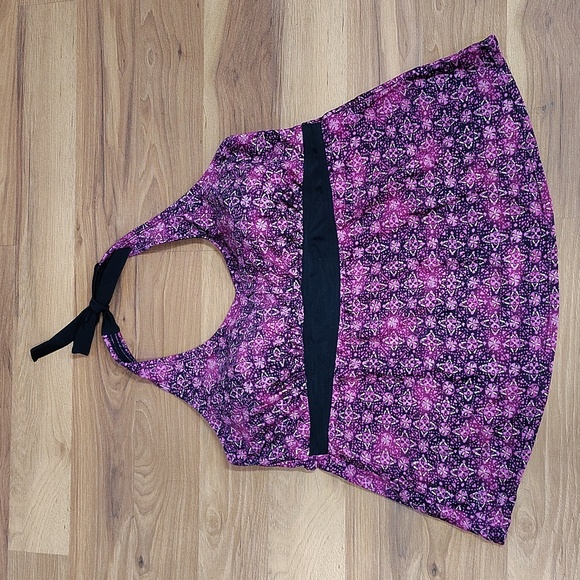 Merona Plus Size Ladies Swim Top,  16W Black and Purple,  Swim Top - Picture 1 of 6